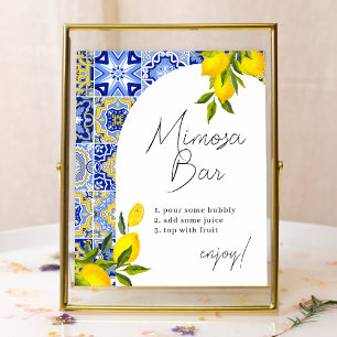 Lemon Mediterranean Boho Brautparty Mimosa Bar Poster