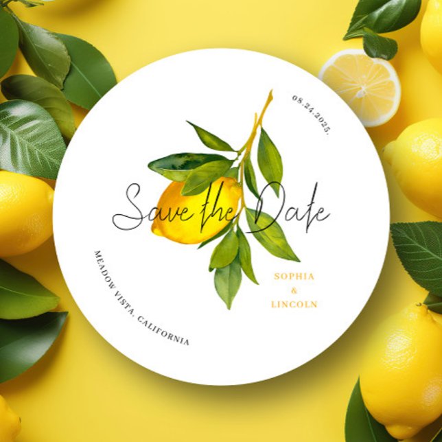 Lemon Mediterranean Boho Save the Date Card (Von Creator hochgeladen)