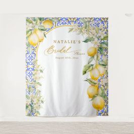 Lemon Mediterranean Bridal Shower Backdrop Photo Wandteppich