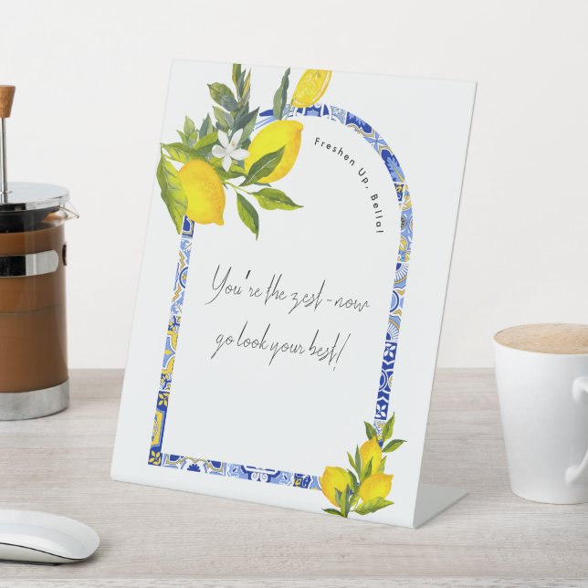 Lemon Mediterranean Bridal Shower Bathroom Sign Sockelschild (In SItu)