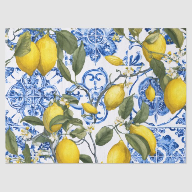 Lemon Mediterranean Decorative Tissue Wrap Paper Seidenpapier (Vorderseite)