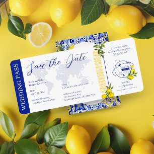 Lemon Mediterranean Passport Ticket Pass Hochzeit Einladung