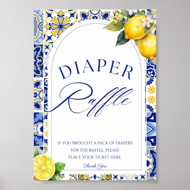 Lemon Mediterranean Summer Citrus Diaper Raffle Poster (Vorne)