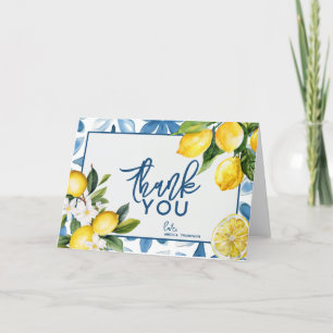 Lemon Mediterranean Tile Brautparty Dankeskarte
