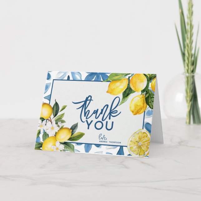 Lemon Mediterranean Tile Brautparty Dankeskarte (Vorderseite)