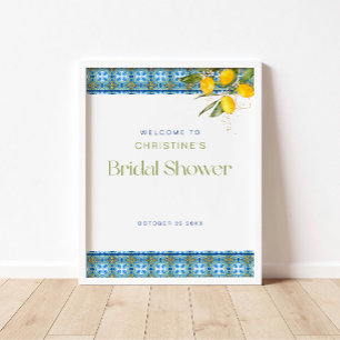 Lemon Mediterranean Tiles Brautparty Poster