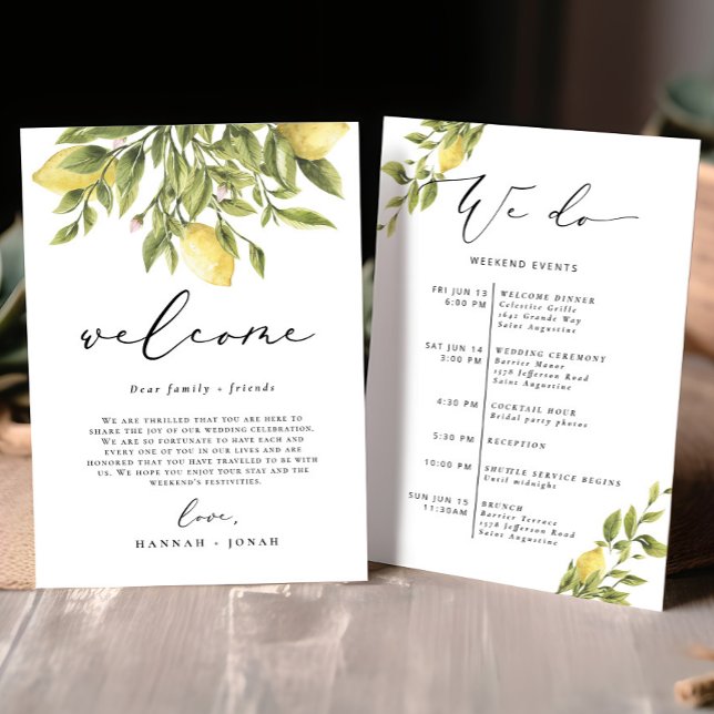 Lemon Mediterranean Wedding Welcome Bag Card Einladung (Von Creator hochgeladen)
