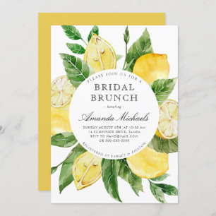 Lemon Mediterranean Yellow Bridal Brunch Dusche Einladung