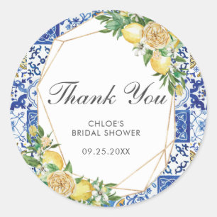 Lemon Meditteranean Birthday Bridal Baby Shower Runder Aufkleber
