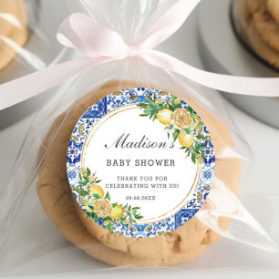 Lemon Meditteranean Birthday Bridal Baby Shower Runder Aufkleber