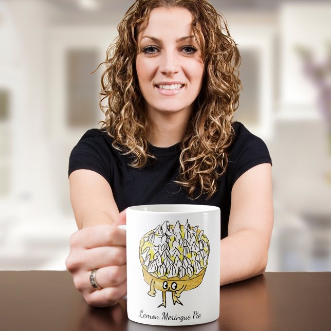 Lemon Meringue Pie Niedlicher Cartoon Kaffeetasse (Cute lemon meringue pie cartoon art coffee mug for cake lovers)