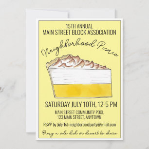 Lemon Meringue Pie Slice Picnic Cookout Potluck Einladung
