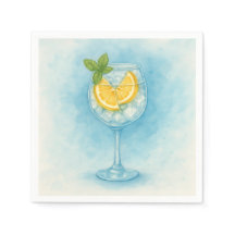Lemon & Mint G&T - Wasserfarbcocktail Napkins