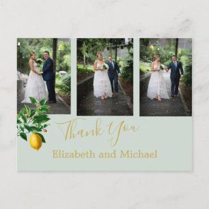 Lemon Mint Green Elegant Wedding Vielen Dank Postkarte