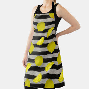 Lemon Modern Black & White Streifen Schürze