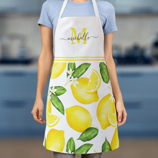 Lemon Monogram Botanisch White Schürze (Von Creator hochgeladen)