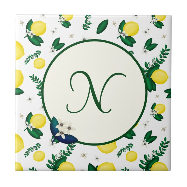 Lemon Monogram Fliese (Vorderseite)