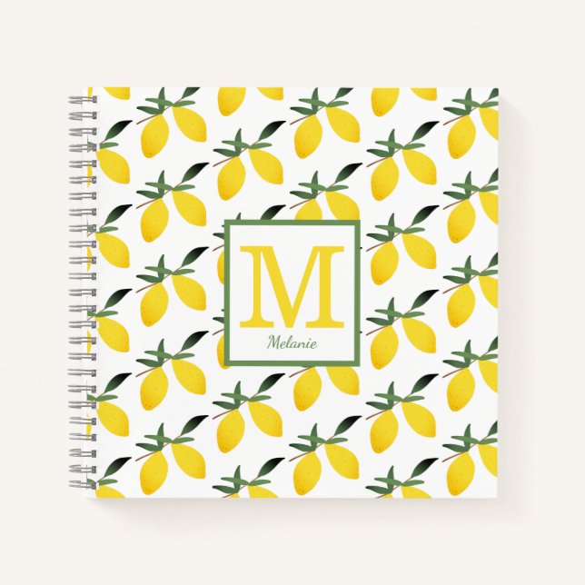 Lemon Monogram Name Notizbuch (Vorderseite)