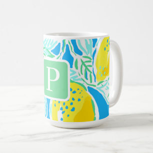 Lemon Monogram Preppy Coffee Tasse