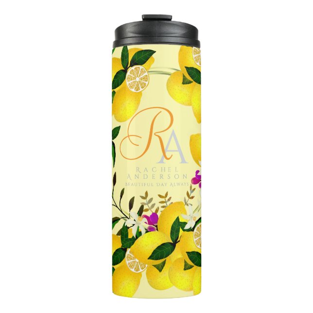 Lemon Monogram Yellow Thermosbecher (Vorderseite)