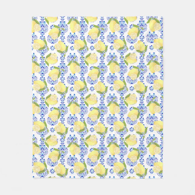 Lemon Motif Liebe White Fleecedecke (Vorderseite)