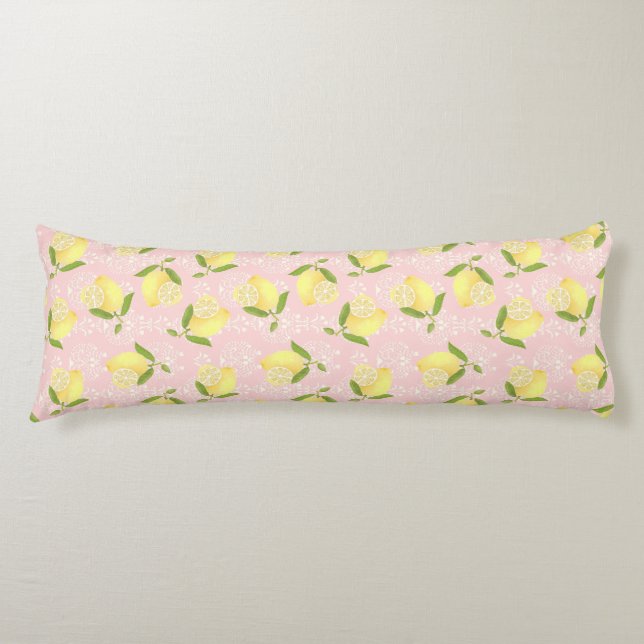Lemon Motif Peach Seitenschläferkissen (Vorderseite)