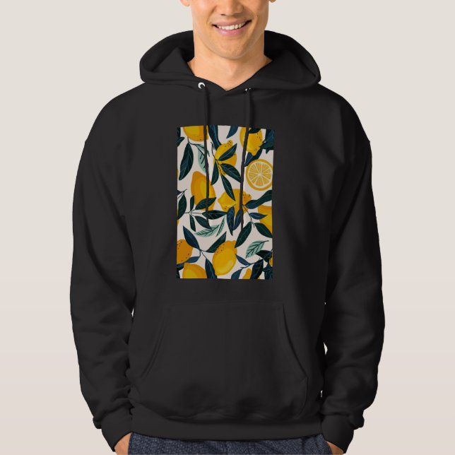 Lemon Muster Art Minimalistisch Frucht 1 Hoodie (Vorderseite)