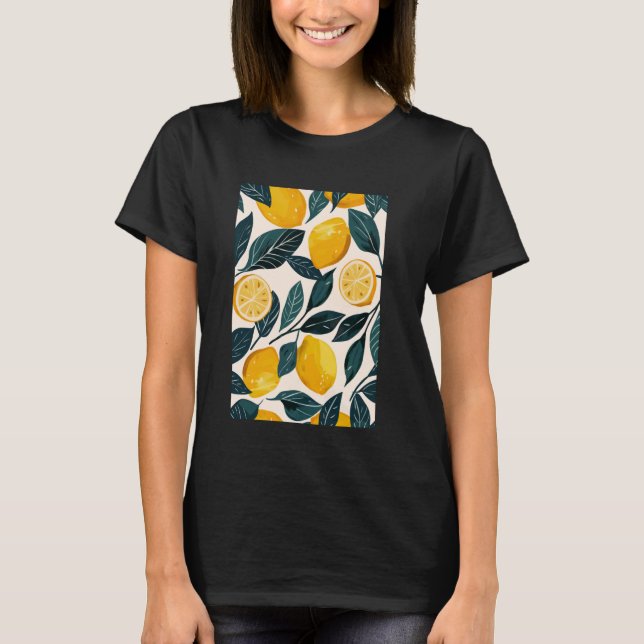 Lemon Muster Art Minimalistisch Frucht T-Shirt (Vorderseite)