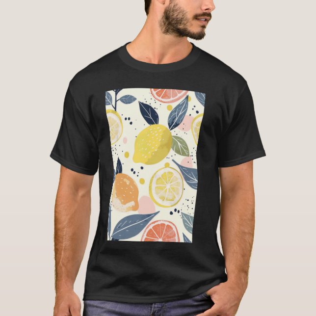Lemon Muster Minimalistisches Fruchtwasser T-Shirt (Vorderseite)
