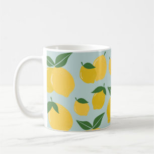 Lemon Muster Retro Frucht gelb auf grün Kaffeetasse