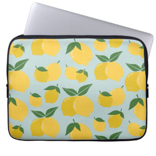 Lemon Muster Retro Frucht gelb auf grün Laptopschutzhülle