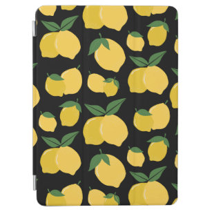 Lemon Muster Retro Frucht gelb auf schwarz iPad Air Hülle