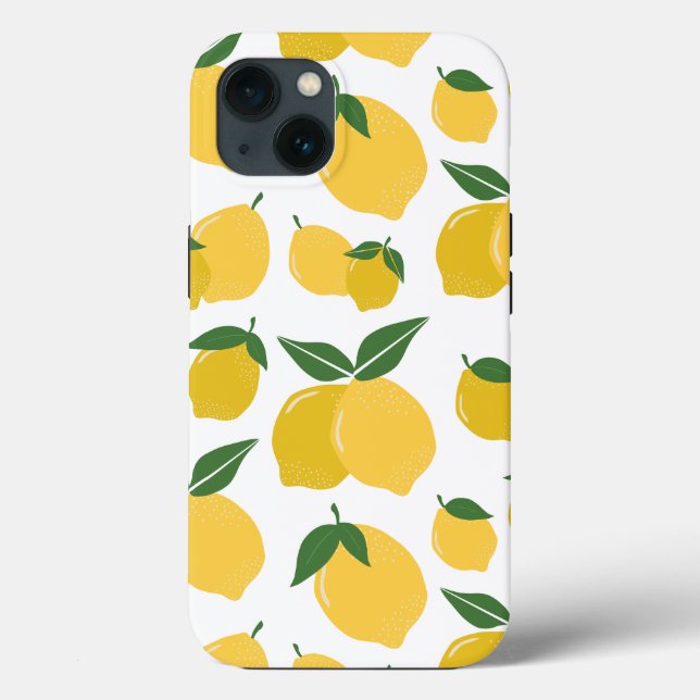 Lemon Muster Retro Frucht gelb auf weiß Case-Mate iPhone Hülle (Rückseite)