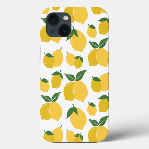 Lemon Muster Retro Frucht gelb auf weiß iPhone 13 Hülle