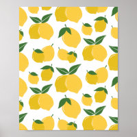 Lemon Muster Retro Frucht gelb auf weiß
