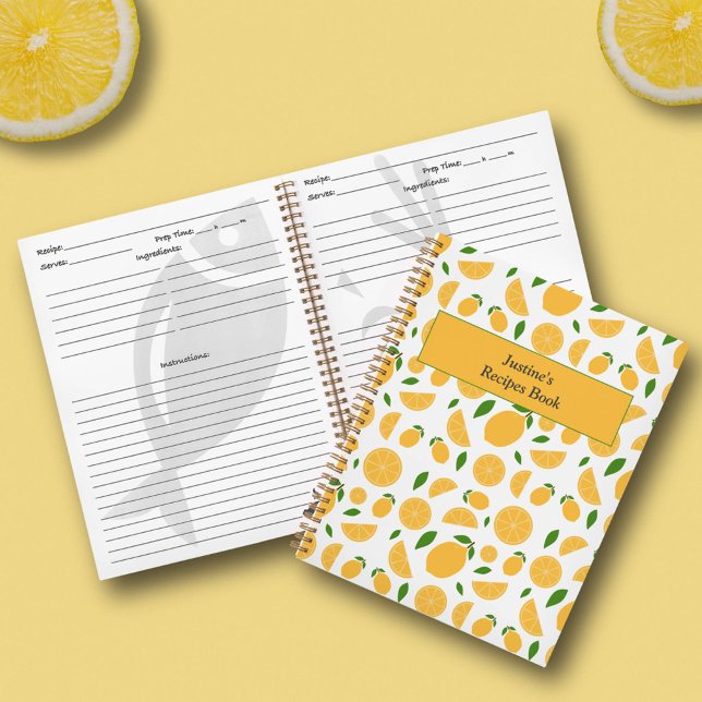 Lemon Muster Rezept Notizbuch (Lemon Pattern Recipes Notebook)