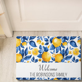 Lemon Muster tropische Früchte Custom Family Name Fußmatte