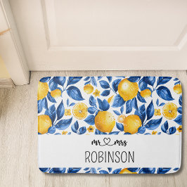 Lemon Muster Tropisches Obst Custom Couple Name Badematte
