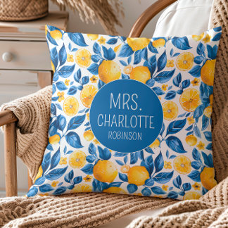 Lemon Muster Tropisches Obst Custom Couple Name Kissen
