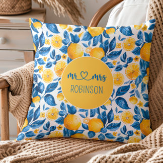 Lemon Muster Tropisches Obst Custom Couple Name Kissen