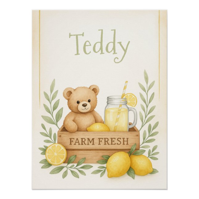 Lemon on Bear Kinderzimmer Wall Art Poster (Vorderseite)