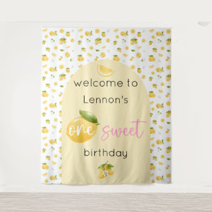 Lemon One Sweet 1. Geburtstag Hintergrundband Wandteppich