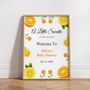Lemon Orange Citrus Botanical Baby Dusche Willkomm Poster