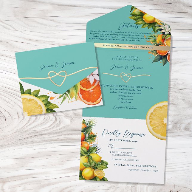 Lemon Orange Citrus Wedding All In One Einladung (Von Creator hochgeladen)
