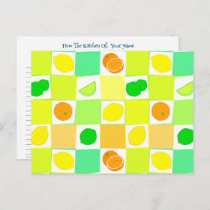 Lemon Orange Limes Citrus Editable Reciards Postkarte