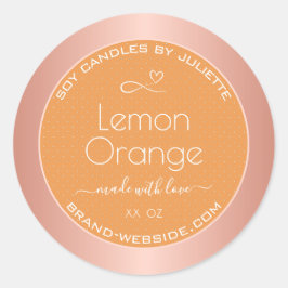 Lemon Orange Rose Gold Frame Packung Runder Aufkleber