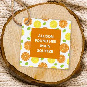 Lemon & Orange Wedding Brautparty Hauptpresse Geschenkanhänger