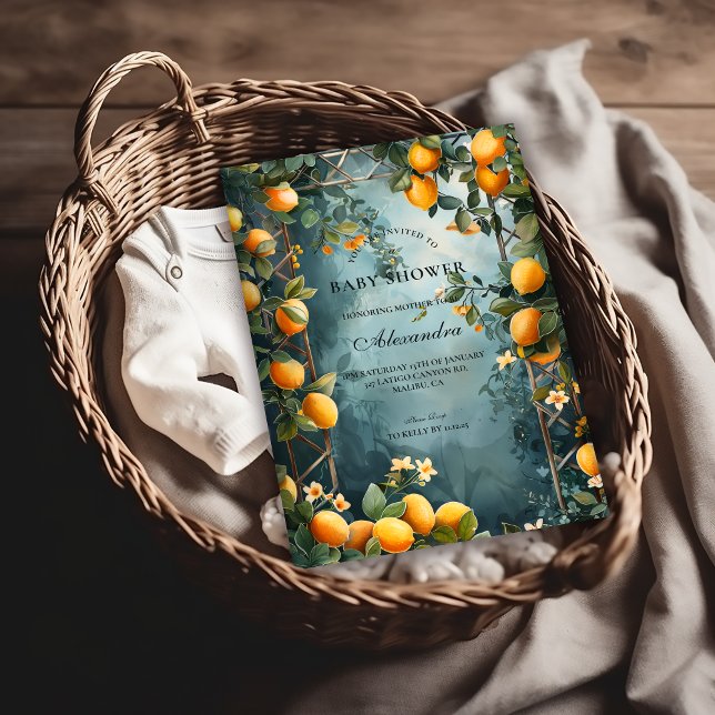 Lemon Orchard Floral Baby Shower Einladung (Von Creator hochgeladen)