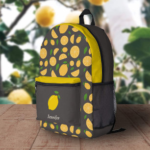 Lemon Pattern Brown Backpack Bedruckter Rucksack