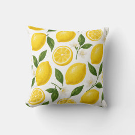 Lemon Pattern Design | Fresh Citrus Summer Print  Kissen